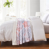 Printed plush to white sherpa two ply blanket