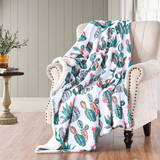 Printed plush to white sherpa two ply blanket